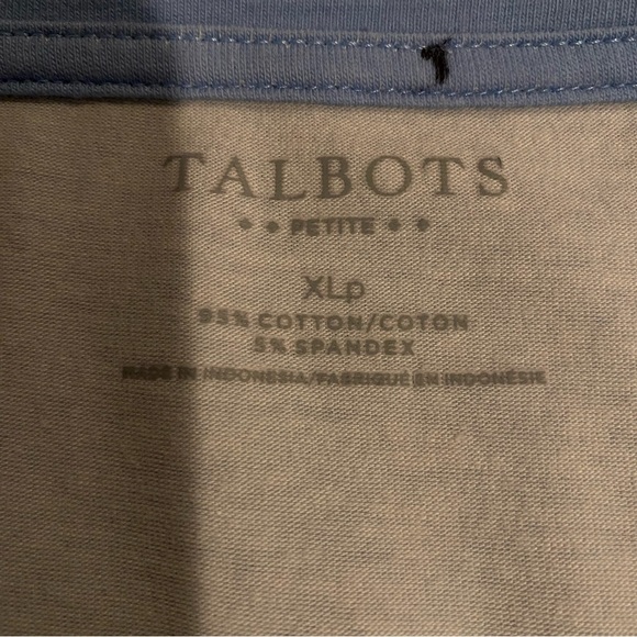 Talbots Women's size XL petite Blue Cotton Bateau Neck Tee - Tropical Jungle - Picture 7 of 8